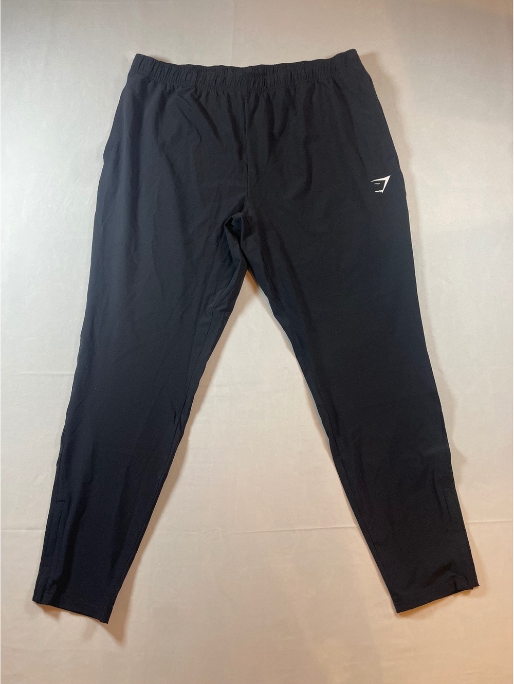 Gymshark Mens XL Lightweight Ankle Zip Joggers Track Pants Black Athletic